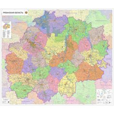 Настенная карта Рязанской области 141 х 121 см (на самоклеющейся пленке) Нет бренда