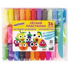 Пластилин супер лёгкий воздушный застывающий 36 цветов, 360 г, 3 стека. Нет бренда