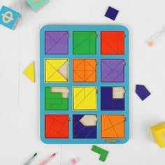 WoodLand Toys Рамка-вкладыш «Квадраты, 12 шт.» по методике Никитина № 2, микс