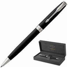 Ручка шариковая PARKER "Sonnet Core Matt Black CT", корпус черный матовый лак, палладиевые детали, черная, 1931524