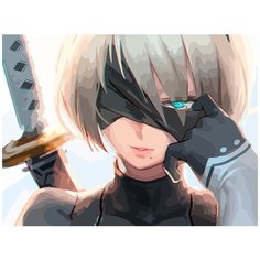 Картина по номерам на холсте игра Nier Automata 5850 40x30