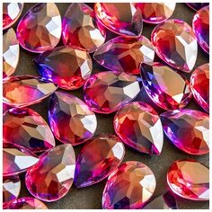 Декоративные кристаллы для рукоделия стеклянные капля 5 шт размер 18х13 мм, цвет Turmaline #8 - фуксия/золотой КафеБижу