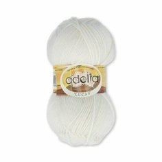 Пряжа ADELIA "LUCAS" 70% шерсть, 30% акрил 5 шт. х100г 218м №01 белый