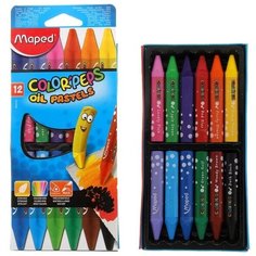 Maped Пастель масляная детская 12 цветов, Maped OIL PASTEL, треугольный корпус