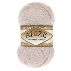 Пряжа Alize Angora Gold (Ангора Голд) - 1 моток 506 теплый светло-бежевый 20% шерсть, 80% акрил 550м/100г