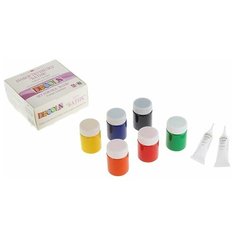 Краска по ткани (шелку), набор 6 цветов х 50 мл, Decola "Батик" (резерв 2 штуки х 18 мл) (акриловая на водной основе)./В упаковке шт: 1 Невская палитра