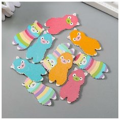 Декор для творчества дерево "Лама цветная" набор 10 шт микс 3,5х1,8 см Арт Узор