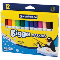Фломастеры утолщенные 12 цветов CENTROPEN «Bigga Markers», смываемые, вентилируемый колпачок, 7650/8KK