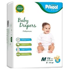 Подгузники детские Pikool Premium, размер M, 6-11 кг, 72 шт