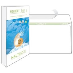 Конверты Bong Nautilus, Эко, Е65, 110х220 мм, стрип, 80 г/м2, 25 шт