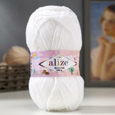 ALIZE Пряжа "Sekerim Bebe" 100% акрил 320м/100гр (55 белый)