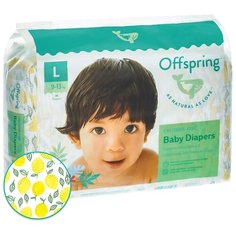 Подгузники Offspring, размер L 9-13 кг. 36 шт. расцветка Лимоны