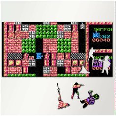Пазл из дерева с фигурками, 230 деталей, 46х23 см игры Танчики Battle City, Танчики, Батл сити, Sega, 16 bit, ретро - 5326 Puzzle Wood