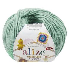 Пряжа Alize Cotton Gold Hobby new (Коттон Голд Хобби) 5шт 15 водяная зелень 55% хлопок, 45% акрил 50г 165м