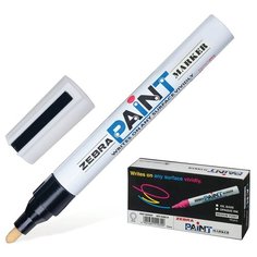 Маркер - краска перманентный (нестираемый) ZEBRA "Paint", 2 мм, черный, круглый наконечник, 2 шт. Зебра