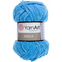 Плюшевая пряжа YarnArt Dolce (Дольче) - 2 мотка 777 голубой, для вязания игрушек, 100% микрополиэстер 120м/100г