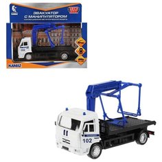 Машина металлическая Технопарк Kamaz Эвакуатор Полиция, KAMTOW-15POL-WH