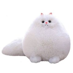 Мягкая игрушка персидский кот/круглый кот с хвостом/пушистый котошарик/подушка кот 30 см, белый BS Toys