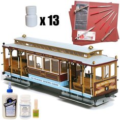 Трамвай SAN FRANCISCO, модель OcCre (Испания), М. 1:24, подарочный набор для сборки + инструменты, краски, лак и клей Ocio Creativo