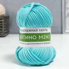 Пряжа трикотажная 100% хлопок "Лентино mini" 100 гр 40 м цвет 07 небесный Softino