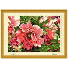 Набор для вышивания "Розовые цветы" ВанГогВоМне, 38x48 см