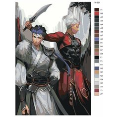 Картина по номерам W-521 "Аниме - Судьба. Лансер (Кухулин) и Арчер" 40х60 Brushes Paints