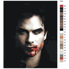 Картина по номерам T832 " Иэн Сомерхолдер - Деймон Дневники Вампира." 60x80 Brushes Paints