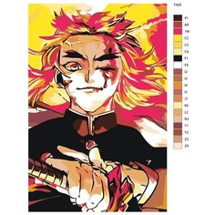 Картина по номерам Т425 " Кеджиро Ренгоку. Столп Пламен. Клинок Рассекающий Демонов." 50x70 Brushes Paints