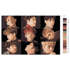 Картина по номерам V-73 "K-pop EXO. Участники группы" 40х60 Brushes Paints