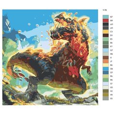 Картина по номерам Y-78 "Тираннозавр из лавы - Динозавр" 70x70 Brushes Paints