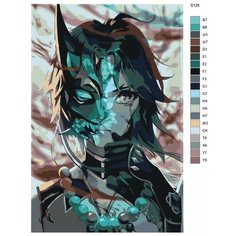 Картина по номерам S128 "Компютерная игра - Genshin Impact (Геншин Импакт). Сяо" 40x60 Brushes Paints