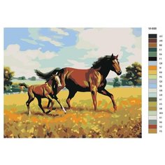 Картина по номерам W-688 "Репродукция картины - Лошадь с жеребенком. Художник Артур Сарон Сарнофф" 60х80 Brushes Paints