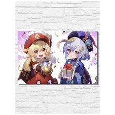 Картина по номерам на холсте игры геншин, genshin impact, новый год, рождество - 11473 Г 60x40