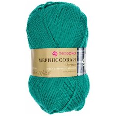 Пряжа Пехорка "Мериносовая" - 3 шт, цвет: 511-Зеленка, 200м/100г, 50% мериносовая шерсть, 50% акрил