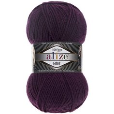 Пряжа Alize Superlana MIDI (Ализе Суперлана миди) - сливовый (111), 100 г / 170 м (25% шерсть, 75% акрил) - 5 шт