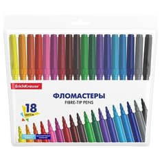Фломастеры 18 цветов, Erich Krause Basic, вентилируемый колпачок