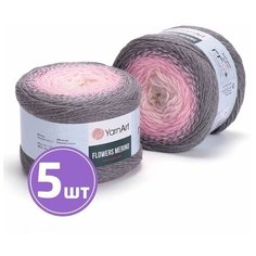 Пряжа для вязания крючком, спицами YarnArt Ярн Арт Ярнарт Flowers Merino средняя, шерсть/акрил, цвет 544 мультиколор 5 шт. по 225 г, 590 м