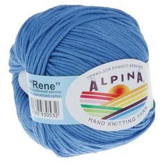 Пряжа для вязания крючком спицами Alpina Альпина RENE классическая средняя мерсеризованный хлопок 100%, цвет №087 Бледно-синий 105 м 10 шт по 50 г
