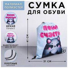 Сумка для обуви «Полон счастья», полиэстер, размер 41х31 см Miki Market