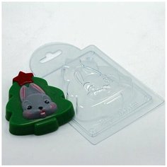 Елочка с кроликом - формочка для мыла и шоколада из толстого пластика Any Molds