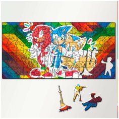 Пазл из дерева с фигурками, 230 деталей, 46х23 см игры Sonic & Knuckles - 5430 Puzzle Wood