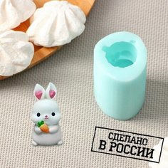 Силиконовый молд «Зайка с морковкой», 3×3,5×5,3 см, цвет бирюзовый Noname