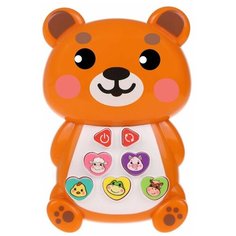 Музыкальная игрушка "Мишка": свет, звуки, музыка, русс. песенки, 15 см, 3хАА, включ. Жирафики