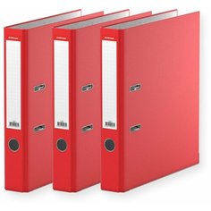 Папка-регистратор Erich Krause Стандарт, сверху пластик, внутри - картон, 50 мм, красный (комплект 3 штуки)