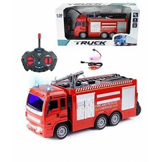 Пожарная машина радиоуправляемая, 4 канала, свет, в комплекте: аккумулятор, USB шнур, элементы питания АА*2шт. не входят, коробка Наша Игрушка