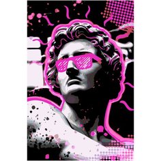 Картина по номерам Давид Микеланджело в розовых очках холст на подрамнике 40*60