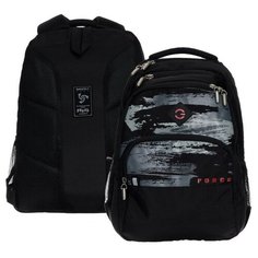 Рюкзак молодёжный Grizzly, 45 х 32 х 23 см, эргономичная спинка, чёрный/серый