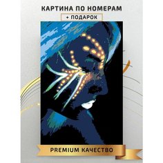 Картина по номерам Портрет девушки неон / portrait of girl neon холст на подрамнике 40*60