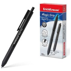 Ручка гелевая стираемая ErichKrause "ErgoLine" Magic, узел 0.5 мм, чернила черные, эргономичная с держателем, корпус "Soft-touch" (1шт.)