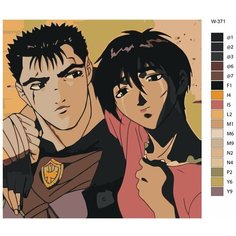 Картина по номерам W-371 "Аниме - берсерк. Гатс и Каска" 70х70 Brushes Paints